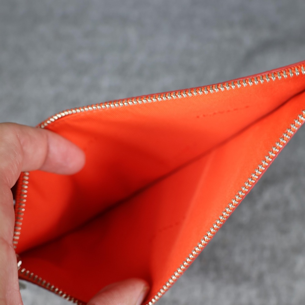 Coach Pouch Wallet Womens One Size Orange Leather Zip Around Card Case - Picture 6 of 7